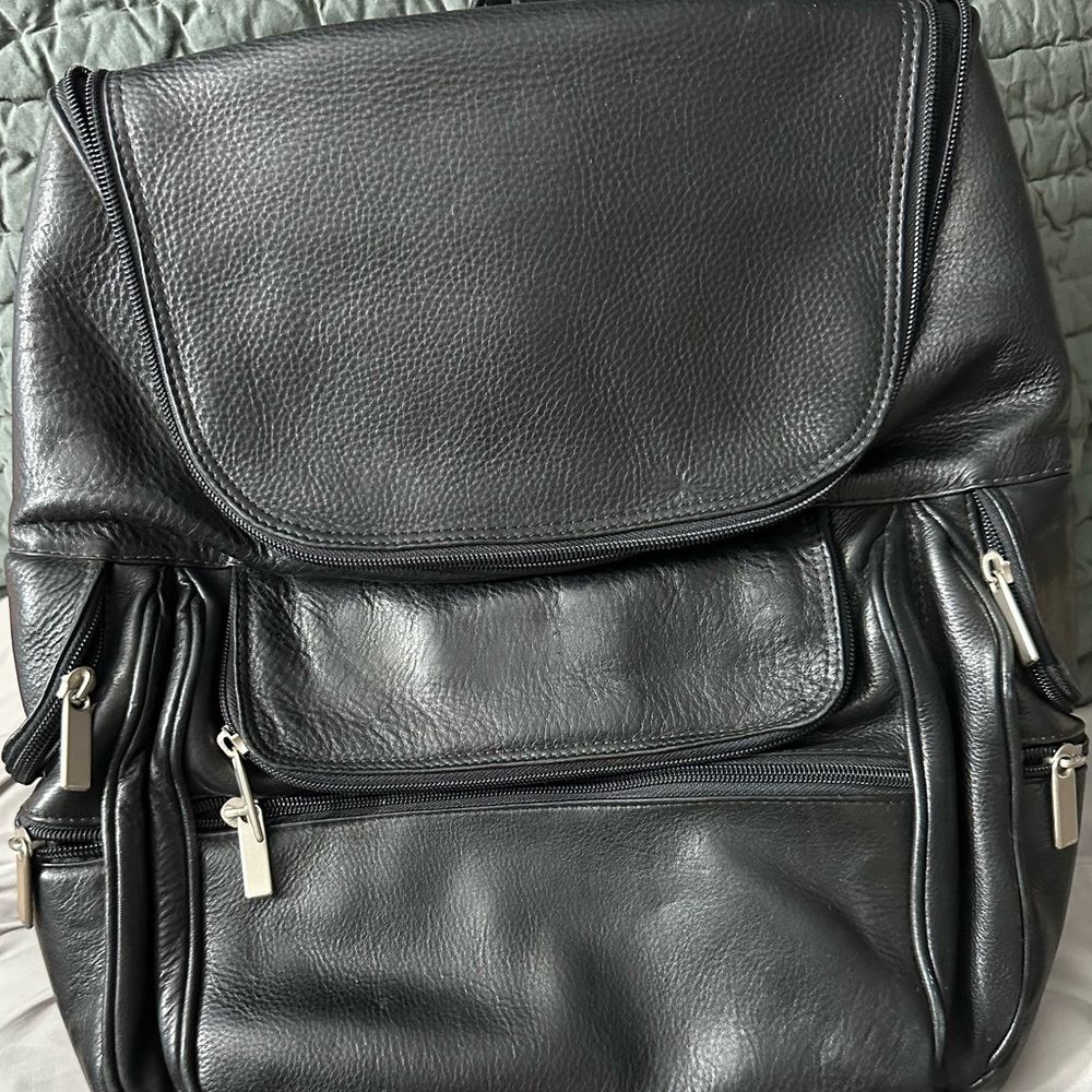 Wilsons Leather Soft Thick Leather Backpack Messenger Laptop Sleeve, Zip Pockets